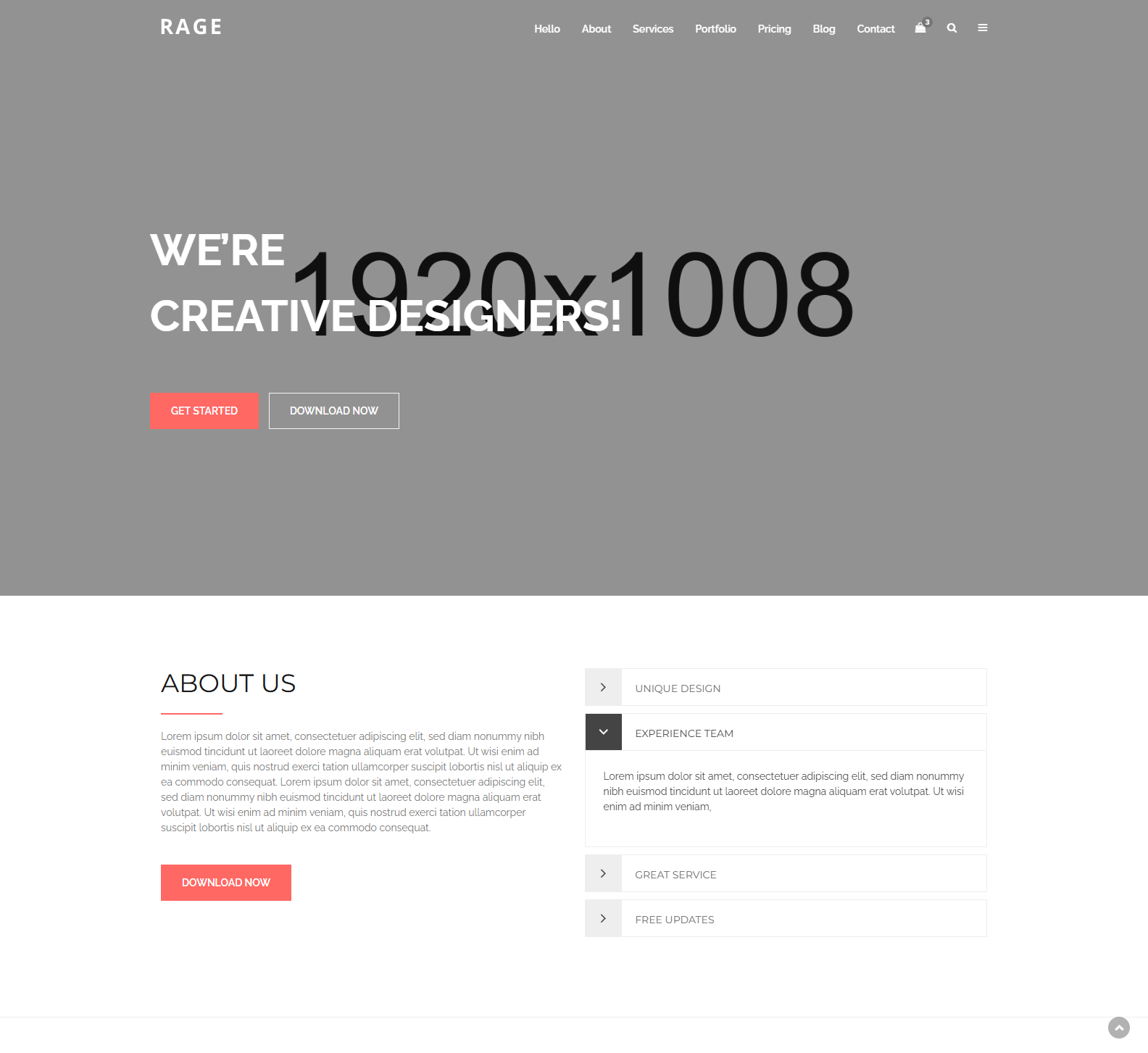 Rage Freebie HTML5 Landing page