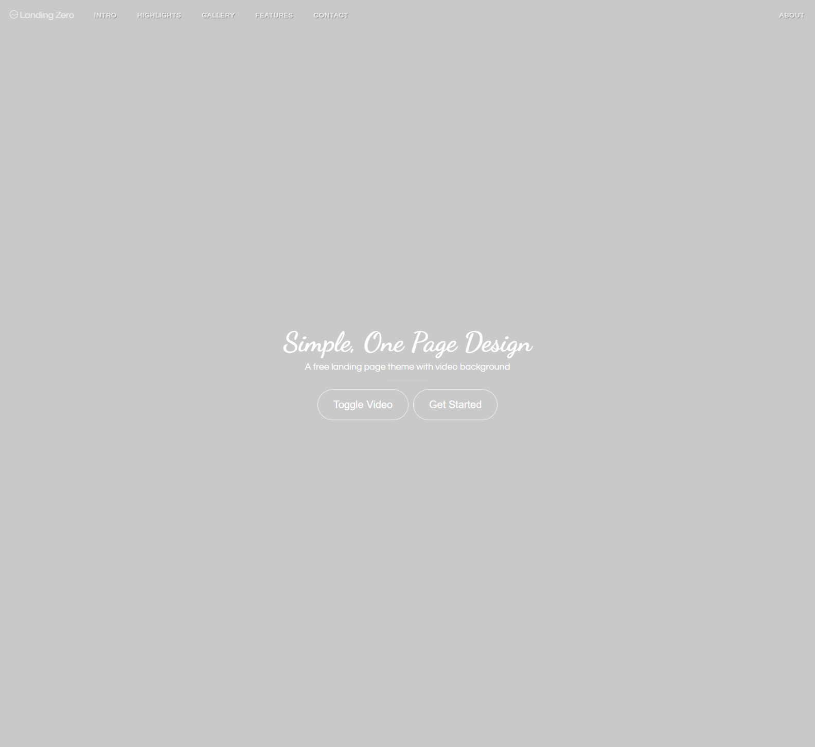 Landing Zero Free Bootstrap Theme with Video