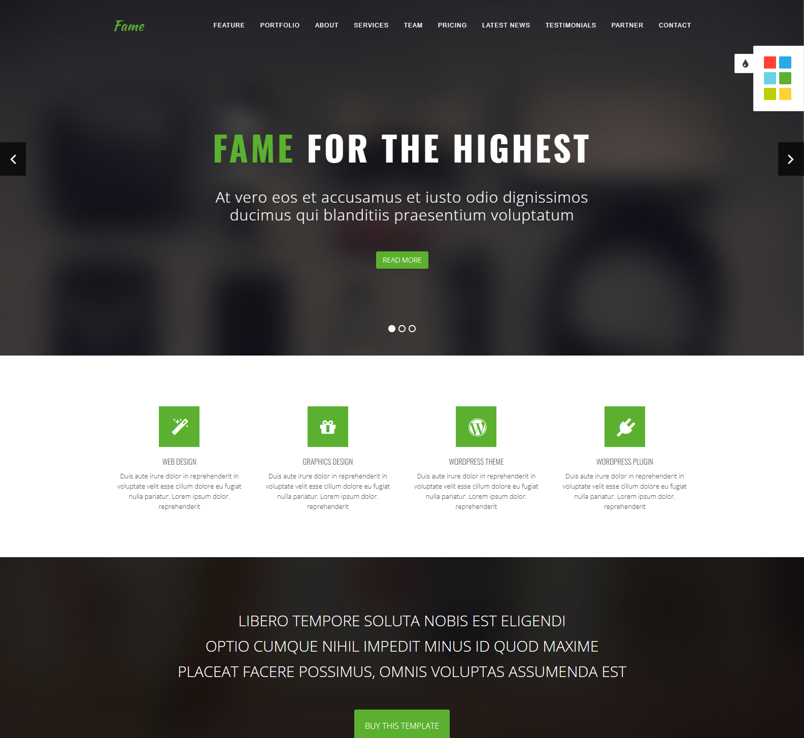 Fame - One Page Multipurpose Bootstrap Theme