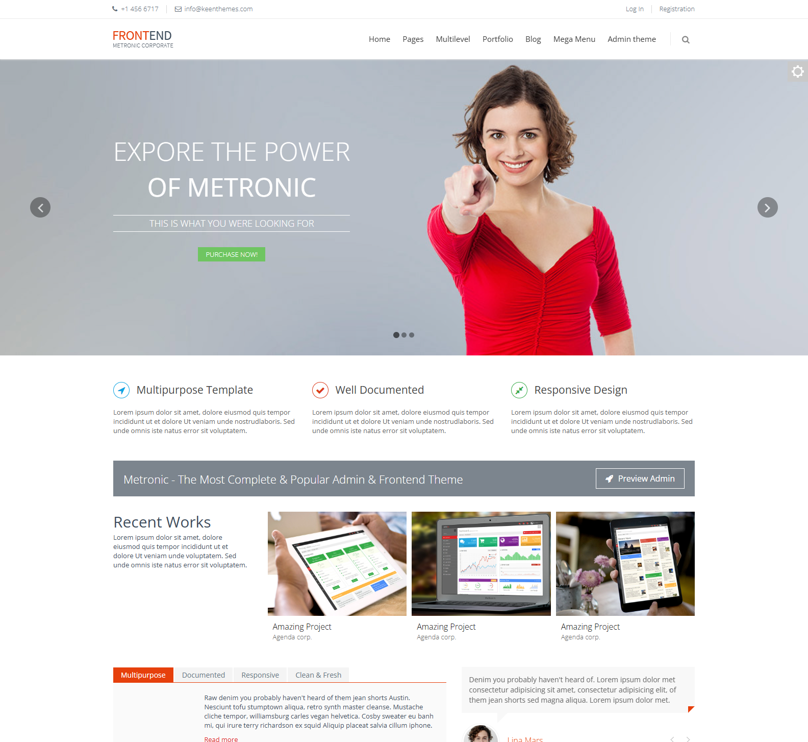 Metronic Frontend (with Top Bar)